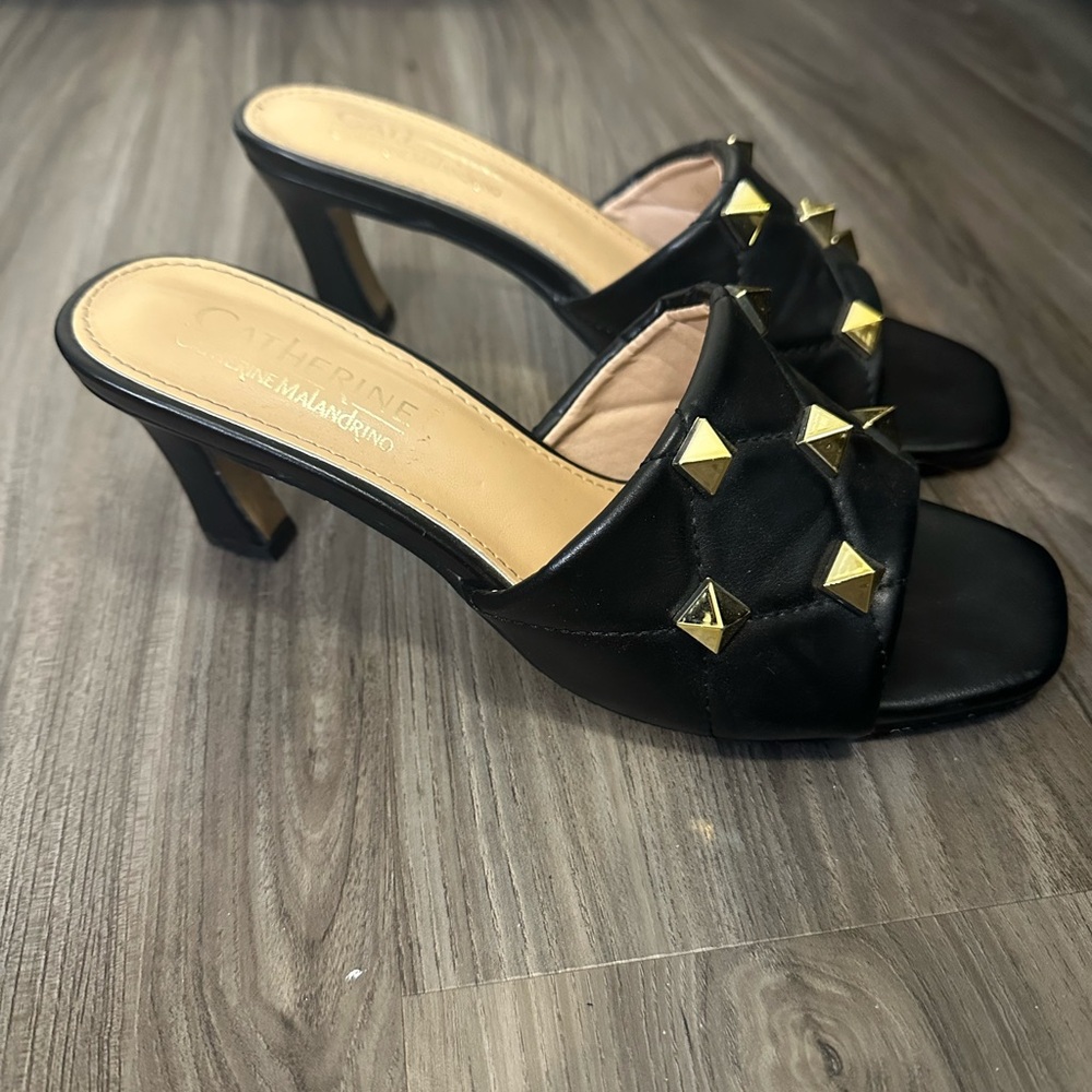 Catherine Malandrino Black Heels with Gold Accents